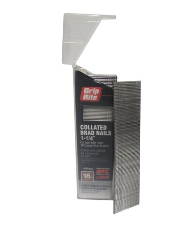 GripRite Grip Rite Prime Guard MAXB64876 18Gauge 304Stainless Steel Brad Nails in BeltClip Box Pack of 1000 114
