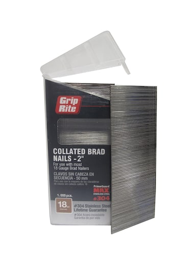 GripRite Grip Rite Prime Guard MAXB64878 18Gauge 304Stainless Steel Brad Nails in BeltClip Box Pack of 1000 2
