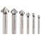 Chiloskit 3 Flute 90 Degree HSS Chamfering End Mill Cutter Bit Countersink Drill Bit Pack of 6pcs