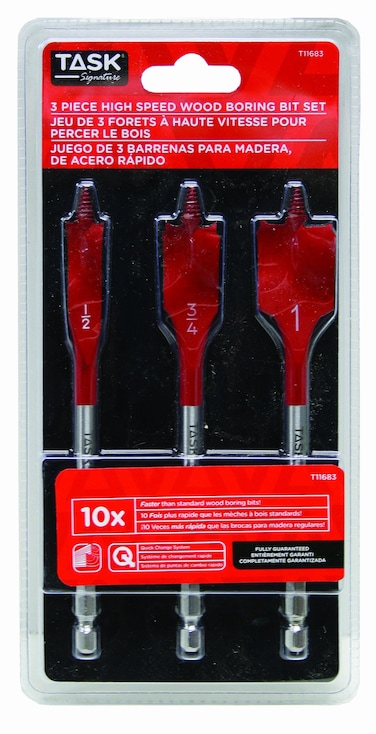 Task Tools T11683 6Inch Signature Spade 3Piece Bit Set Includes 12Inch 34Inch and 1Inch Bits
