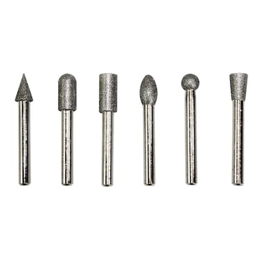 Big Horn 19392 6 PC Diamond Burr Set  14 Shank 80 Grit  Medium