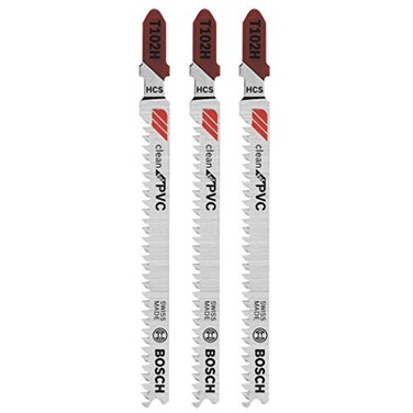 BOSCH T102H 3Piece 3 In 10 TPI Clean for PVC High Carbon Steel Jig Saw Blades