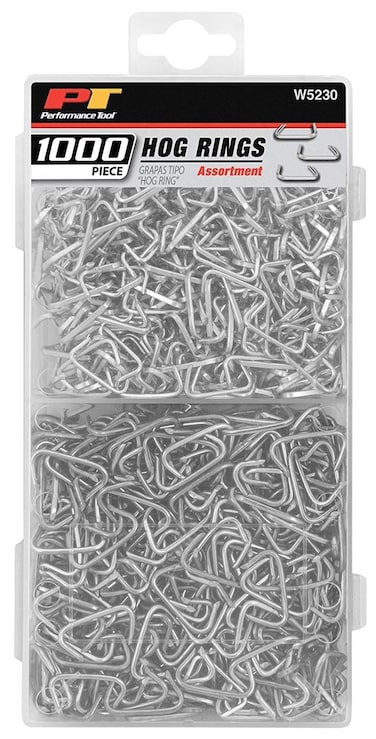 Performance Tool W5230 1000pc Steel Hog Ring for Upholstery fencing craft rope bungee cords bag closures crab pots furniture and much more