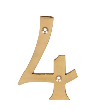 Skandh Brass 4 inch Yellow House Address Numbers 4
