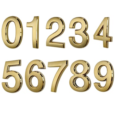 HopeWan Mailbox Numbers Self Adhesive Door Numbers for Apartment Office Hotel Room Raised 3D Style Gold Shining 234IN High275 10 Pack 09 Brass
