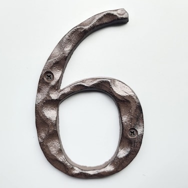 Jerrybaby 5 Inch House Numbers for OutsideCast Iron Metal Home Address NumberHeavy Duty  Sturdy Unique Hammered LookNumber 6