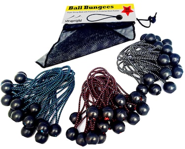 Premium Ball Bungee Cords  Quality 60 Pack of 3 Size Tarp Banner Canopy Fasteners  Heavy Duty Black UV Treated Stretch Tie Loops with Plastic Toggle  Color Coded Cord to Indicate Size 60 Pack