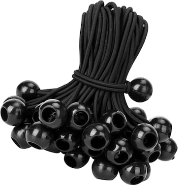 Sfemn Ball Bungee Cords 50 Packs 5 Inch Black Tie Down Cords for Tarp Canopy Shelter Wall Pipe UV Resistant