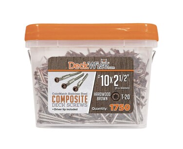 DeckWise 10 x 212 Composite Hardwood Brown 305 Stainless Steel T20 Deck Screws Cover 500 Sq Ft of Decking 1750 Pack