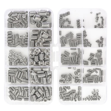 Sutemribor 380Pcs 20 Sizes 440 to 3816 Stainless Steel Internal Hex Drive CupPoint Set Screws Assortment Kit