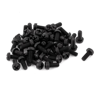 uxcell M25 x 6mm Nylon Phillips Cross Pan Head Machine Screws Black 50 PCS