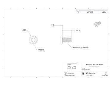 US Micro Screw M12025 X 24mm Machine Stainless Steel Pan Head 6Lobe Phillips Drive 100 Pcs  M1224MSSPT