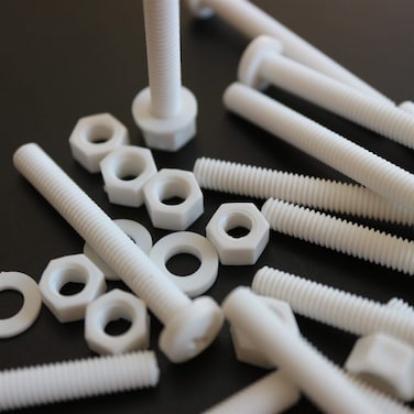 Caterpillar Red 20 x White Philips Pan Head Screws Polypropylene PP Plastic Nuts and Bolts Washers M5 x 40mm Acrylic Water Resistant AntiCorrosion Chemical Resistant 1364 x 13764