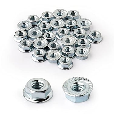 POWERTEC QLN1203 Serrated Flange Hex Lock M12 Nuts  Premium Carbon Steel Zinc Plated Fasteners  25 Pack