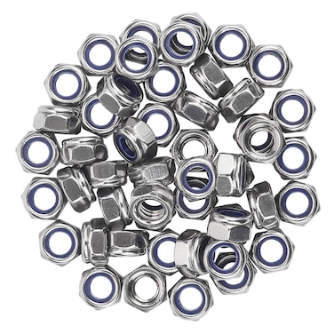 Favordrory M8 x 125mm 304 Stainless Steel SelfLock Nylon Inserted Hex Lock Nuts Self Clinching Nuts 50 PCS