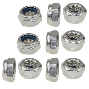 Honestb 10pcs 316 Stainless Steel Hex Nut Nylock Locknuts A480 10 M1015 Screw Pitch