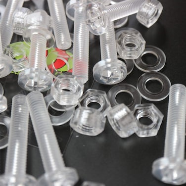 Caterpillar Red Pack of 60 Transparent Clear Plastic Acrylic M6 x 40mm Nuts  Bolts Washers Acrylic Plastic Screws 1564 x 13764