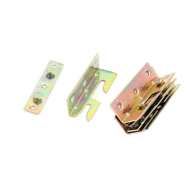 XMHF Bed Rail Brackets Heavy Duty Wood Snap Connectors Fittings NoMortise Installation Connectors Brass Tone 4 Set