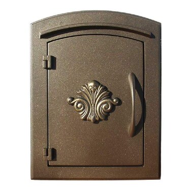 Qualarc MCLDC1401BRZ Manchester Scroll Logo Door Column Mount Locking Drop Chute Mailbox Bronze