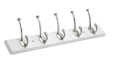 Richelieu Hardware T030210195 Transitional Hook Rack WhiteBrushed Nickel Finish