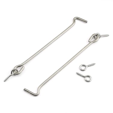 PZRT 2pcs 6Inch 8Inch Window Lock Hook  Eye Door Latch Stainless Steel Cabin Hook with Screw Eye Pins 8 Inch GATELATCH28in