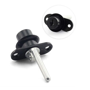 JCBIZ 1PC 16mm Cylinder Plunger Lock for Drawer Cabinet Desk Table Office Table Front Activity Linkage Associated Lock 1 Lock 3 Drawers Security DIY Furniture Hardware Black
