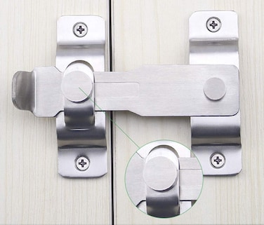 dingchi 100pcs Stainless Steel Sliding Barn Door Latch Lock Locking Barns Double Doors Hasp lock for Window Cabinet Garage and Shed Flip Gate Latches Latch Safety Heavy Duty Security Barrel Bolt