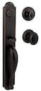 Baldwin Bighorn Single Cylinder Front Door Handleset Featuring SmartKey Security in Venetian Bronze Prestige Series with Traditional Door Hardware and Carnaby Knob  91800038