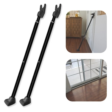 Securityman 2in1 Door Security Bar  Sliding Patio Door Security Bar 2 Pack via Interchangeable Caps  Constructed of High Grade Iron  Black
