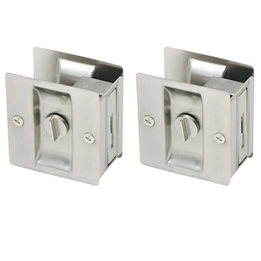 Design House Accessories 182121 Pocket Door Bed and Bath Lock 2Pack Satin Nickel