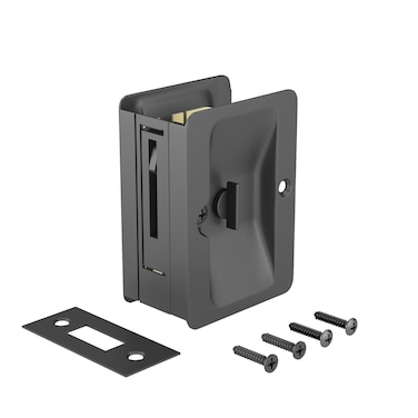 Onward Richelieu Hardware 1701FBPSBC Pocket Door Pull with Privacy Lock 3732 in 82 mm Rectangular Black