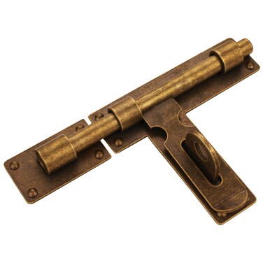 Runningfish Solid Cast Brass Slide Bolt Gate Latch Antique Brass Barrel Bolt with Padlock Hole Heavy Duty Interior Door Latches brown