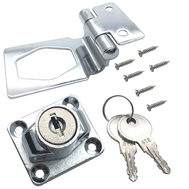 NGe 25Right Angle Rotary Safety Buckle LockSafety Door Clasp Gate Lock Latch 2 Keys and 6 ScrewsTwist Knob Keyed Locking Hasp for Small Doors Cabinets and More