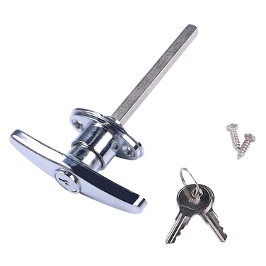 Garage Door Keyed THandle Lock kit Universal Replacement Hardware Locking for Manual Open in Chrome with 2 Keys