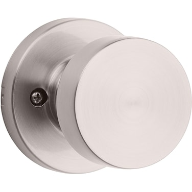 Kwikset Pismo Dummy Door Knob Single Sided Handle for Closets French Double Doors and Pantry Satin Nickel NonTurning Interior PushPull Door Knob with Microban Protection