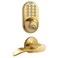 MiLocks TFL02P Digital Deadbolt Door Lock and Passage Lever Handle Combo with Keyless Entry via Keypad Code for Exterior Doors Polished Brass