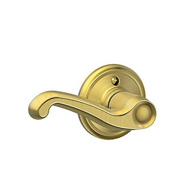 SCHLAGE Flair Left Handed Lever NonTurning Lock Satin Brass F170 FLA 608 LH