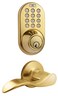 MiLocks DFL02P Electronic Touchpad Entry Keyless Deadbolt and Passage Lever Combo Polished Brass