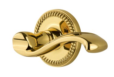 Grandeur Newport Rosette with Right Handed Portofino Lever Privacy  2375 Polished Brass