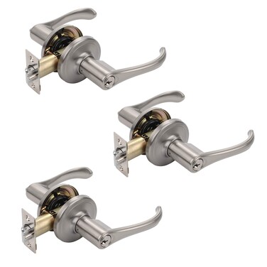 Dynasty Hardware VAI00US15 Vai Front Door Entry Lever Lockset Satin Nickel  3 Pack  Keyed Alike
