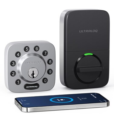 ULTRALOQ UBolt Smart Lock 5in1 Keyless Entry Door Lock with App Control Bluetooth Keypad Auto Unlock Auto Lock Smart Deadbolt Lock Smart Locks for Front Door Smart Deadbolt Satin Nickel