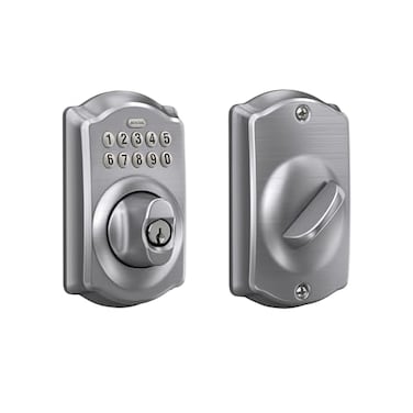 Schlage BE365 CAM 626 Camelot Keypad Deadbolt Electronic Keyless Entry Lock Satin Chrome