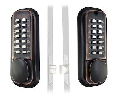 JOUNJIP Mechanical Keyless Combination Latch Door Lock Flat Spindle  Double Sided Keypads for Gates Fences Windows  No Battery No Power Needed OilRubbed Bronze  Not a Deadbolt