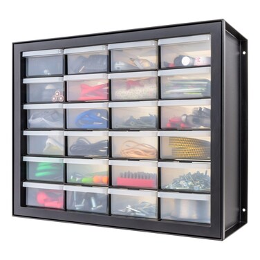 Iris Ohyama USA Parts and Hardware Cabinet 24 Drawers Black