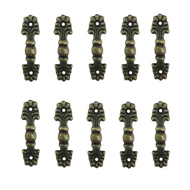 QMseller Jewelry Box Door Drawer Arch Shape Pull Handle Bronze Tone 10pcs
