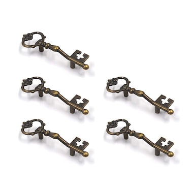 FarBoat 5Pcs Dresser Pull Handles Key Shape Decorative Knobs Antique Zinc Alloy for Door Furniture Wardrobe Drawer Dresser Cupboard with Screws Bronze Hole Center 58mm23inch