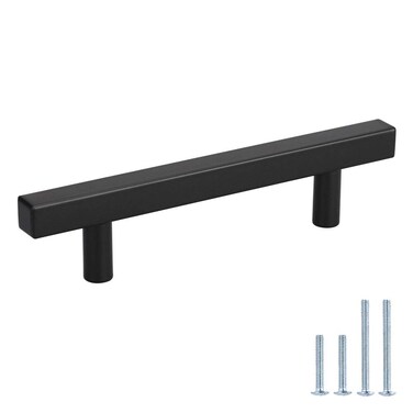 Black Kitchen Cabinet Drawer Pulls and Knobs Square T bar  Peaha PHJ22BK Black Stainless Steel Furniture Hardware Handles for Cabints Doors 7in Length412 in Hole Centers PHLSJ22BK11510Pack