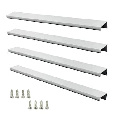 LC LICTOP 300mm118 Finger Edge Pull Concealed Handle for Home Kitchen Door Drawer Cabinet Silver Stain Nickel with Screws4Pcs