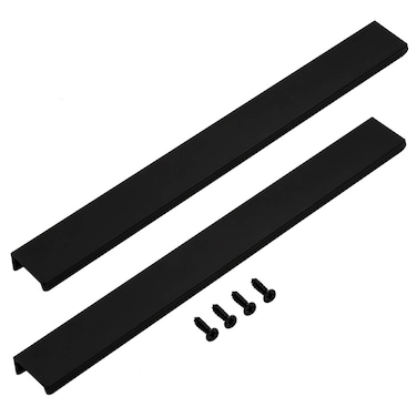 LC LICTOP 300mm118 Modern Style Finger Edge Tab Pull Handle Door Knobs Drawer Pulls Aluminum Matte Black Satin Nickel with Screws Black 2pcs