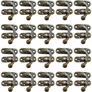Dasunny 20 Sets Left Swing Arm Tiny Hook Latch for Wood Box 1 x 1 Inch Gold Tone Hasp Latch